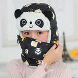 Winter Bomber Hats for Girls Boy Winter Hats Cap with Scarf Neck Masks Animal Cotton Snow Cap Earflaps Russian Hat Mask Warm daiiibabyyy