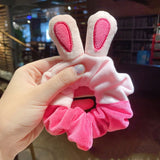 Fashion Double Color Large Intestine Ring Plush Rabbit Ears Large Intestine Hair Ring Elastic  Cartoon Animal Hair Rope daiiibabyyy