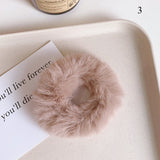Solid Large Intestine Hair Ring Plush Hair Ring Ladies Lovely Faux Fur Scrunchies Rubber Bands Female Fashion Hair Accessories daiiibabyyy