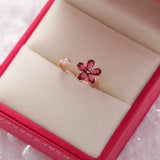 New Fashion Crystal Flower Branch Leaf Adjustable Finger Rings for Women Rose Gold Zircon Open Ring Glamour Wedding Jewelry Gift daiiibabyyy