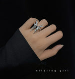 Korean Fashion Silver Color Geometric Butterfly Exaggerate Rings Retro Trendy Open Forefinger Rings For Women Girls Trinkets daiiibabyyy
