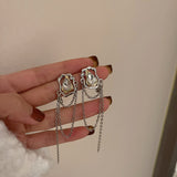 2022  New Long Metal Tassels Fashion Heart Drop Earrings Contracted Geometrical Irregular Fine Women Dangle Earrings Jewelry daiiibabyyy