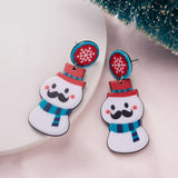 New Trendy Geometric Round Statement Earrings Cartoon Cute Snowman Snowflake Christmas Earrings Piercing Ear Jewelry for Women daiiibabyyy
