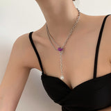 Fashion New Design Drip Oil Knotted Button Metal Chain Choker For Women Girls Sqaure Crystal Pendant Necklace Jewelry Gifts daiiibabyyy