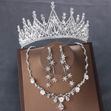 Luxury Bride Wedding Jewelry Sets Bridal Crown Tiara Zircon Necklace Sets For Women Princess Rhinestone African Bead Jewelry Set daiiibabyyy