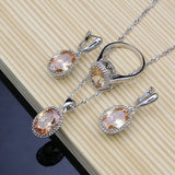 Silver 925 Bridal Jewelry Champagne Zircon Jewelry Sets For Women Earrings/Pendant/Necklace/Rings/Bracelet daiiibabyyy