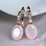Shining Gold Color Pink Stone Teardrop Drop Earrings for Women Exquisite Fashion Bridal Engagement Wedding Earrings Jewelry daiiibabyyy
