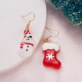 Asymmetry Acrylic Resin Christmas Earrings Cartoon Santa Claus Snowman Xmas Tree Drop Earrings Female Christmas Gifts Jewelry daiiibabyyy