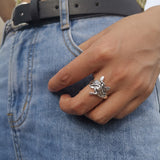 Lost Lady Retro Silver Black Skull Skelton Heart Rings Trendy Hiphop Punk Antique Finger Rings for Women Party Jewelry Gift daiiibabyyy