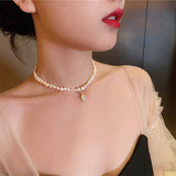 2022 New Trend retro Baroque Freshwater Natural Pearl Moonstone Pendant Necklace For Women's Exquisite Party Jewelry Gifts daiiibabyyy