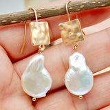 Exquisite Handmade Antique Gold Color Irregular Natural Imitation Pearls Dangle Earrings Women Engagement Jewelry daiiibabyyy