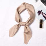 Daiiibabyyy Fashion Square Silk Scarf Headband for Women Solid Color 70 CM Hair Scarf Headwrap air Band Hair Ties Bandana Head Neck Scarf