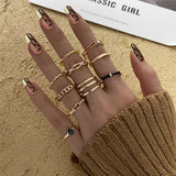 17KM Vintage Waves Cross Chain Rings Set For Women Punk Poker Infinity Flower Heart Finger Rings 2021 Trend Jewelry Party daiiibabyyy