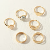 6pcs/set Vintage Bohemia Metal Opal Knuckle Rings Set For Women Fashion Geometric Statement Rings Party Jewelry Forefinger Ring daiiibabyyy