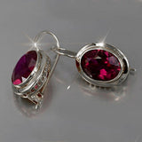 Exquisite Women Fashion Silver and Gold Color Inlaid Red Stone Crystal Drop Earrings for Women Bridal Engagement Wedding Jewelry daiiibabyyy