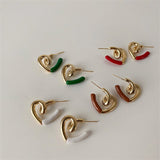New Fashion Metal Love-heart Irregular Splicing Drip Oil Earring Korean Trend Personality All-match Party Jewelry For Women Girl daiiibabyyy