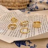 2022 Vintage Metal Geometric Irregular Rings Gold Color Twisted Wide Shiny Ring Women French Minimalist Party Ring Gifts daiiibabyyy