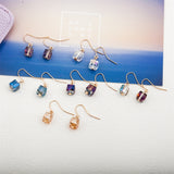 Daiiibabyyy Vintage Colorful Cube Transparent Crystal Pendant Earring For Women Fashion Simple Exquisite Cute Ear Studs All-match Jewelry