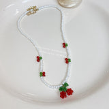 MENGJIQIAO Korean Sweet Fruit Necklace For Women Ladies Fashion Acrylic Beads Summer Holiday Choker  Collares Jewelry Gifts daiiibabyyy