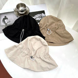 Daiiibabyyy Korean Version Fisherman Hat Female Sun Hats Elastic Adjustment Leisure Causal Thin Bucket Hat Women's hat Women's Summer Hat