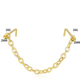 Double L Shape Nose Chain Heart Nose Piercing Chain 20G Straight Ball Nose Chain Zircon Piercing Nariz Pircing Septum Nez daiiibabyyy