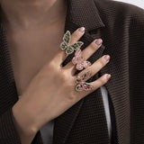 New Trendy Exaggerate Geometric Colorful Butterfly Rings Simple Temperament Jewelry For Women Fashion Forefinger Rings anillos