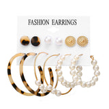 Fashion Gold Hoop Earrings Set Women Pearl Hoop Earrings Oversize Metal Circle Punk Earring 2022 Female Fashion Jewelry Dangler daiiibabyyy