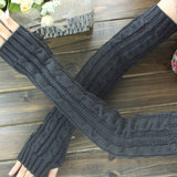 New 1 Pair Knit Gloves Autumn Winter Fashion Women Arm Wrist Sleeve Hand Warmer Girls Long Half Black Mittens Fingerless Gloves daiiibabyyy