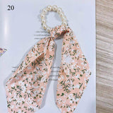 2022  Pearl Elastic Rubber Bands For Girl Bow Print Fashion Hair Accessories Hair Ties 2021 New Korea Women Hair Ropes 28 Style daiiibabyyy