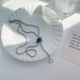 Fashion New Design Drip Oil Knotted Button Metal Chain Choker For Women Girls Sqaure Crystal Pendant Necklace Jewelry Gifts daiiibabyyy