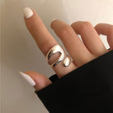 Trendy Metal Silver Color Women Ring Creative Hollow Irregular Geometry Open Adjustable Rings for Women Engagement Party Jewelry daiiibabyyy
