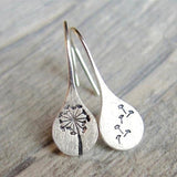 Simple Personality Silver Color Carving Dandelion Dangle Earring for Women Engagement Wedding Jewelry Statement Earrings daiiibabyyy