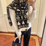 Women's Scarf Winter Christmas Scarf Female Autumn and Winter Korean Version of Wool Knitting Thick Warmth All-match Red Scarf daiiibabyyy
