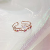 Fashion Delicate Zircon Crystal Shell Flower Heart Rings For Women Fashion Adjustable Rings Sweet Moon  Micro Pave Party Gifts daiiibabyyy