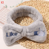 New Women Hair Accessories Fashion Letter Coral Fleece Wash Face Bow Hairbands For Women Girls Elastic Soft Turban Headbands daiiibabyyy