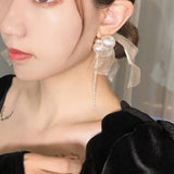 Daiiibabyyy Temperament Big Lace Pearl Drop Earrings Etrendy New Jewelry Sweet Earings For Women