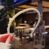 New Simple Full Pearls Women Hairbands Sweet Headband Hair Hoops Holder Ornament Head Band Lady Elegant Fashion Hair Accessories daiiibabyyy
