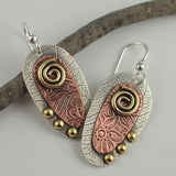 Unique Women's Fashion Electroplated Tricolor Spiral Leaf Printing Carving Silver Color Drop Earrings Women's Wedding Jewelry daiiibabyyy