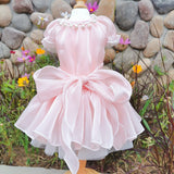 Lovely Puppy Dog Pink Princess Girls Dresses Fashion High-end Bowknot Pet Clothes Outerwear For Small Medium Dog Dress Yorkshire