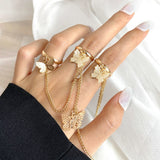Punk Style One-piece Butterfly One-piece Chain Open Ring Hip Hop Disco Party Adjustable Gold Ring Ladies Fashion Jewelry Gifts daiiibabyyy