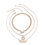 2022 New Fashion European American Jewelry Temperament Wild Letters Butterfly Necklace Retro Simple Heart-shaped Cross Necklace daiiibabyyy