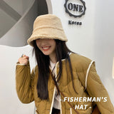 Winter Warm Women's Bucket Hat Thicken Soft Fleece Fisherman Cap Outdoor Travel Hat Sun Panana for Men and Women daiiibabyyy