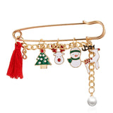 Christmas Tree Tassel Pearl Santa Claus Moon Elk Snowman Bells Gloves Snowflake Pendant 2022 Xmas Brooch Pins New Year Gifts daiiibabyyy