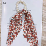 2022  Pearl Elastic Rubber Bands For Girl Bow Print Fashion Hair Accessories Hair Ties 2021 New Korea Women Hair Ropes 28 Style daiiibabyyy