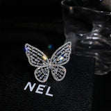 Smart and Elegant Butterfly Design Silvery Opening Rings For Woman Korean Fashion Jewelry Gothic Accessories Girls' Luxury Ring daiiibabyyy