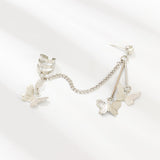 Hip hop Silver Color Butterfly Metal Chain Earrings For Women Punk Fashion Cool Jewelry Statement Dangle Earrings Femme 1pcs daiiibabyyy