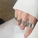 Punk Cool Hip Pop Rings Multi-layer Adjustable Chain Four Open Finger Rings Alloy Man Rotate Cross Rings for Women Party Gift daiiibabyyy