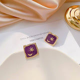 New creative design oil painting retro wind sun moon ear stud, the earrings of Korean temperament fashion woman 2022 daiiibabyyy