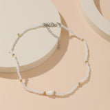2022 New Fashion Bohemian Color Rice Bead Necklace Female Creative White Beaded Shell Girl Clavicle Chain daiiibabyyy