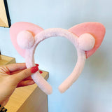 Cute Cat Ear Headband for Girl Plush Face Wash Headband Girly Heart Style Solid Color Headband Fashion Korean Hair Accessories daiiibabyyy
